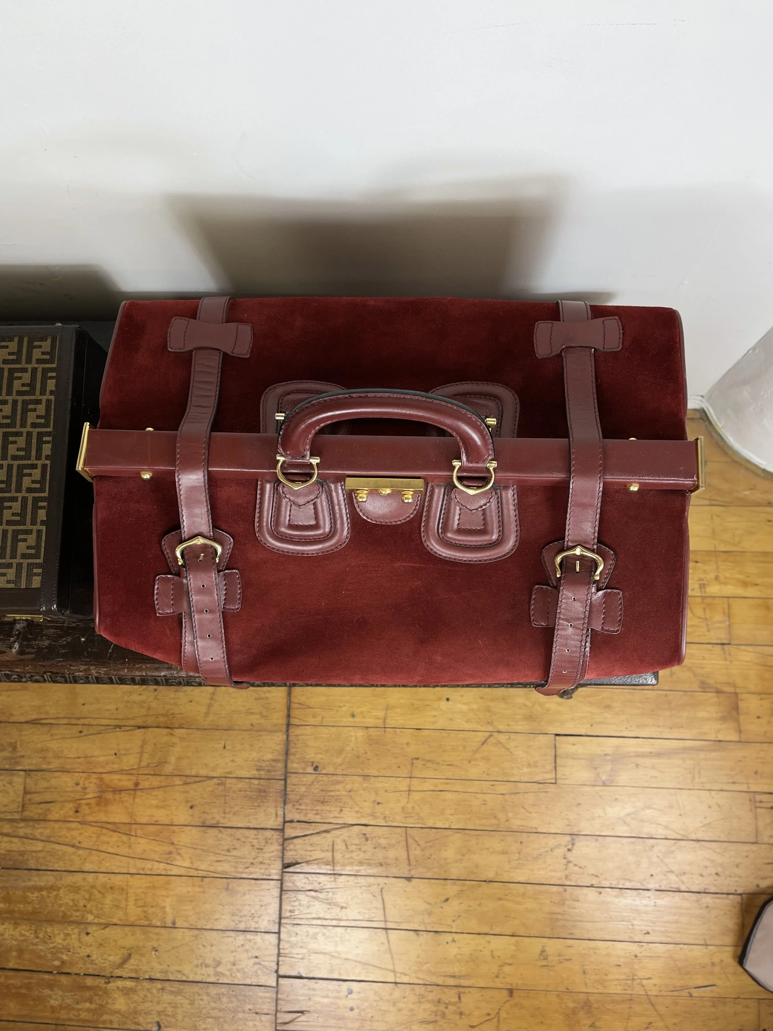Vintage 1984 Le Must De Cartier Trunk Luggage with signature Red Vintage 1984 Le Must De Cartier Trunk Luggage with signature Red